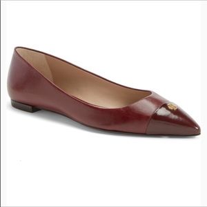 Tory Burch Fairford’ Leather Pointy Toe Flat